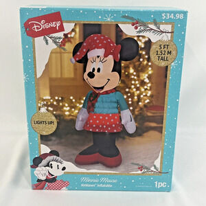 NEW NIB Gemmy Disney Minnie Mouse 5’ Airblown Inflatable Christmas